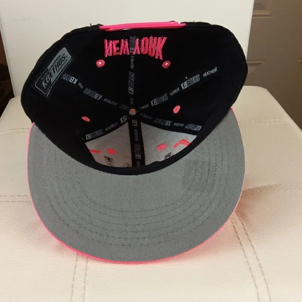 (3/$20) KBETHOS black and neon pink New York cap